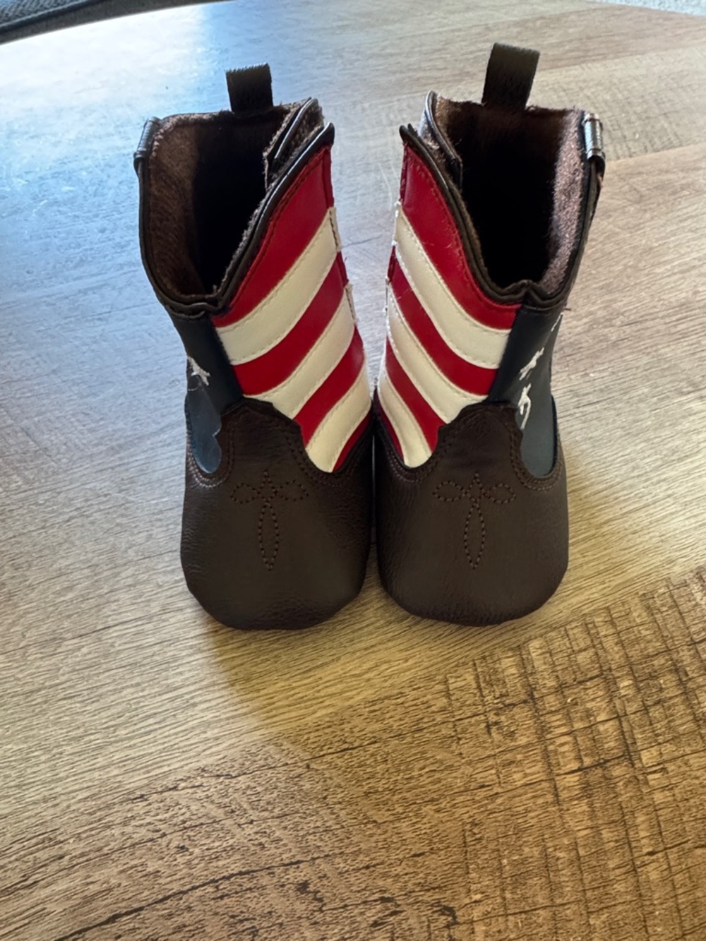 Kids Brown & Red Striped Cowboy Boots